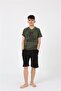Men's Young Waiter Boy Short Sleeve Khaki Combed Cotton Shorts Pajama Set 20377 - 3