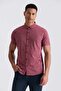 Claret Red Slim Fit Shirt Collar Buttoned T-Shirt