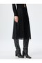 Lined High Waist Polka Dot Detail Midi Length Pleated Chiffon Skirt - 3