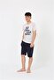 Men's Young Waiter Boy Short Sleeve Cream Combed Cotton Shorts Pajama Set 20377 - 2