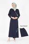 1998_Practical Side Tie Double Breasted Piping Belted 100% Cotton Fabric Hijab Prayer Dress