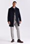 Dark Navy Comfort Fit Berber Collar Wool Cashew Coat - 2