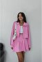 Pink Striped Jacket and Skirt Set - 3