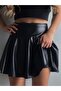 Women's Black Leather Mini Shorts Skirt