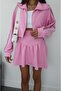 Pink Striped Jacket and Skirt Set - 6