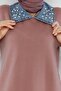 Collared Knitwear Set with Denim Detail and Pearls - Rosebud - 5