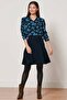Women Textured Flare Skirt, Navy