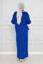 Cobalt Blue Polo Collar Ribbed Knitwear Dress - 5