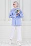 Pleated Shirt with Sleeves -Baby Blue