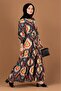 Ikat Pattern Dress with belted waistband-Yellow - 3