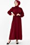 Hidden Button Dress - Claret Red - 3