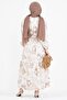 Floral Embossed Patterned Linen Dress-Vison - 4