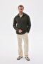 Half Zippered Thessaloniki Knit Regular Fit Cotton Men's Khaki Knitwear Sweater - 4