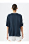 V-Neck T-Shirt Slogan Printed Short Sleeve Pique Fabric - 4