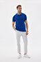 Polo Neck Jacquard Men's Cobalt Blue Knitwear T-Shirt - 2
