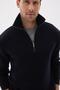 Half Zipper Thessaloniki Knit Regular Fit Cotton Men's Navy Blue Knitwear Sweater - 3