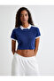 Color Blocked Short Sleeve Polo Crop T-Shirt - 3