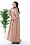 Drawstring Waist 3 Thread Dress-Milk Coffee - 4