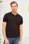 Men's Black Knitwear T-Shirt - Polo Collar and Jacquard Detail - 2