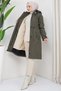 Fur Coat with Ornamental Pockets Khaki HM2322 - 2
