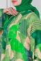 Batwing Sleeve Glass Shard Viscose Dress - Green - 4