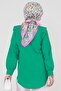 Poplin Tunic with Fold Detail at the Collar - Green - 5