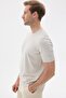 Limited Plain Short Sleeve Rayon Men's Beige Knitwear T-Shirt - 4