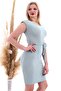 20070783 Knitted Crepe Belted Shoulder Shoulder Pad Piece Dress Cagla Yesil - 4