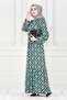 Skirt Ruffle Ikat Pattern Viscon Dress-Mint Green