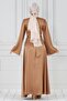 Cross Belted Satin Evening Dress-Vi̇zon - 5