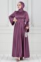 Cross Belted Satin Evening Dress-Dry Rose