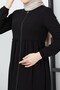 Black Ferace with Drawstring Detail - 3