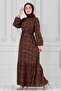 Tile Pattern Waist Tunnel Viscose Dress-Green - 3