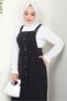 Buttoned Denim Salopet Dress Black Hm22456 - 6