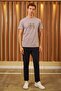 Comfort Fit Printed Self Observation Men's Gray T-Shirt Mars11 - 2