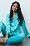 Turquoise SatinAmourLong Pajama Set - 3