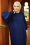 Balon Sleeve Tricot Dress Navy Blue Hm2522 - 3