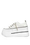 High Sole Women's Tulle Material Genuine Leather Sneakers - 3