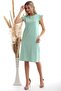 20333416 Single Jersey Dress with Shoulder Detail Cagla Green - 3