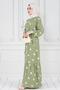 Polka Dot Belted Hijab Dress-White - 3