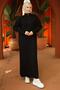 Ribbed Half Zipper Knitwear Dress Black Hm2520 - 7