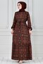 Tile Pattern Waist Tunnel Viscose Dress-Green
