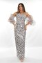 Gray Strapless Collar Disassembled Sleeve Size Sequined Women's Evening Dress - 4