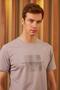 Comfort Fit Printed Self Observation Men's Gray T-Shirt Mars11 - 5