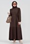 Shura Corded Hijab Dress-Brown