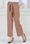 Wide Leg Trousers with Tie Waist - Mink - 2