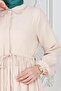 Shirt Collar Waist Tunneled Saree Dress-Beige - 4