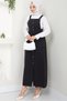 Buttoned Denim Salopet Dress Black Hm22456 - 3