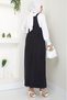 Buttoned Denim Salopet Dress Black Hm22456 - 5