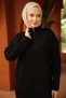Ribbed Half Zipper Knitwear Dress Black Hm2520 - 6